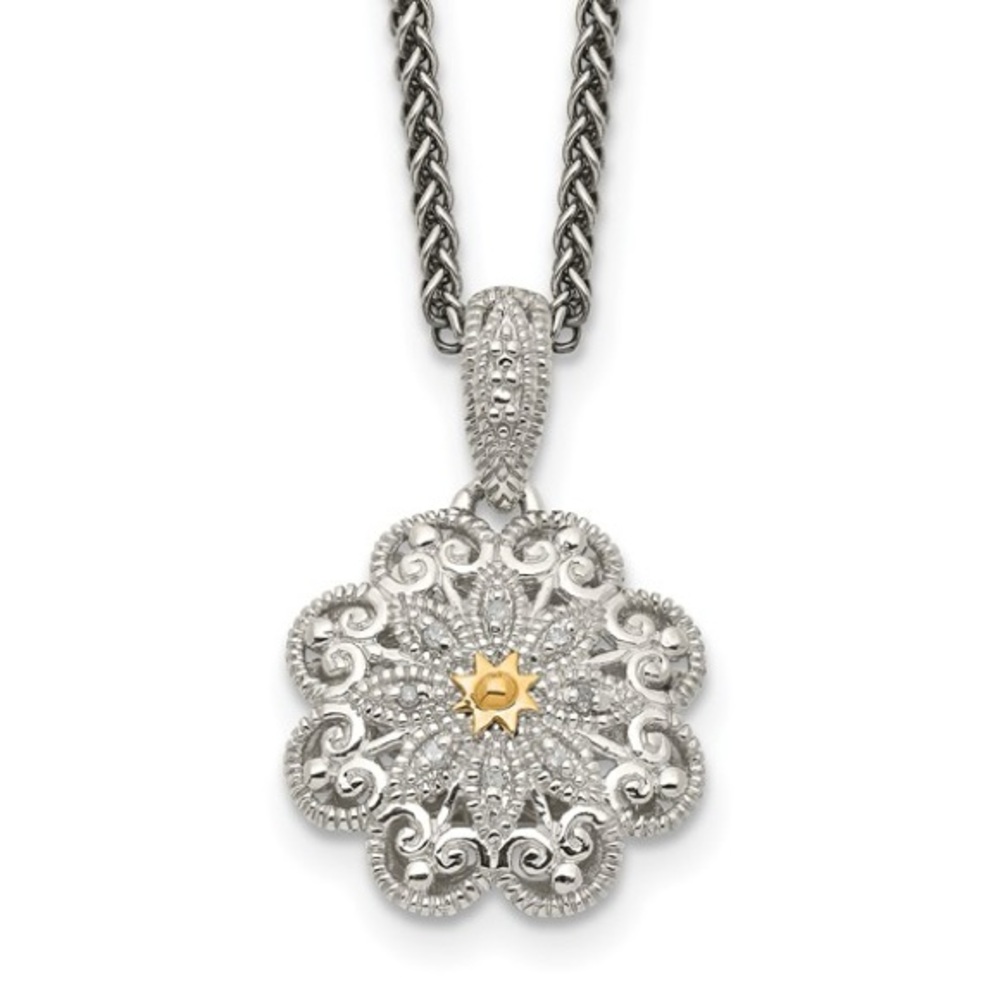 Shey Couture Sterling Silver & 14K Gold Vintage Flower Necklace